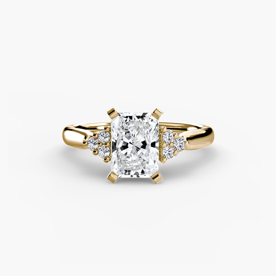 14K Yellow Gold / Radiant Solitaire with Cluster Shoulders 2
