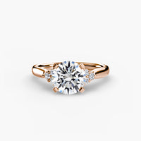 Thumbnail for 14K Rose Gold / Round Solitaire with Cluster Shoulders 2