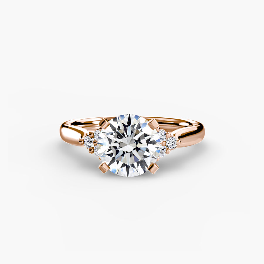 14K Rose Gold / Round Solitaire with Cluster Shoulders 2
