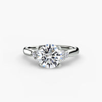 Thumbnail for 14K White Gold / Round Solitaire with Cluster Shoulders 2