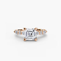 Thumbnail for 14K Rose Gold / Asscher Solitaire with Eternity Pavé 2