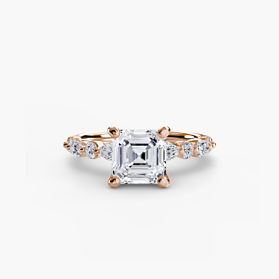14K Rose Gold / Asscher Solitaire with Eternity Pavé 2