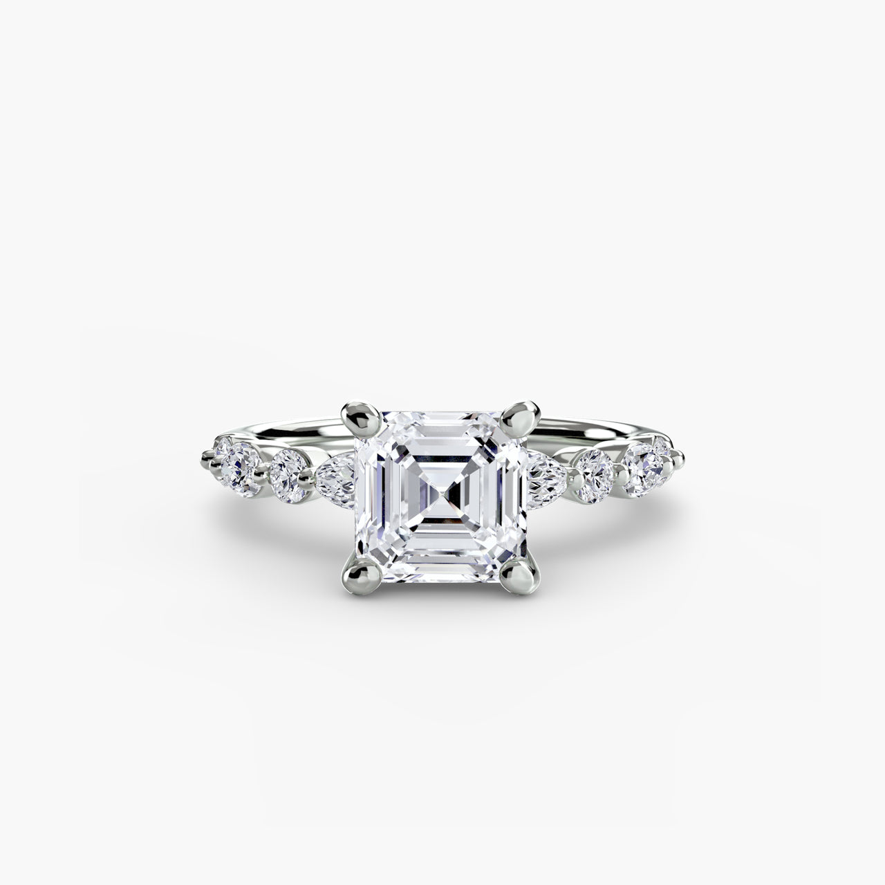 14K White Gold / Asscher Solitaire with Eternity Pavé 2