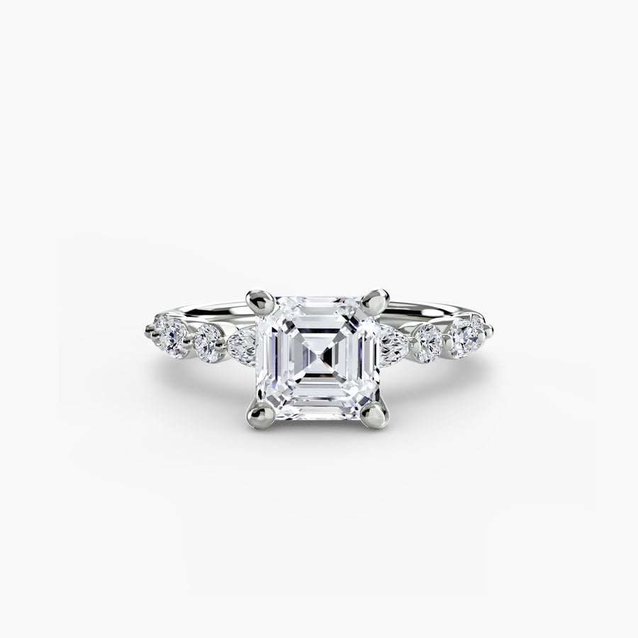14K White Gold / Asscher Solitaire with Eternity Pavé 2