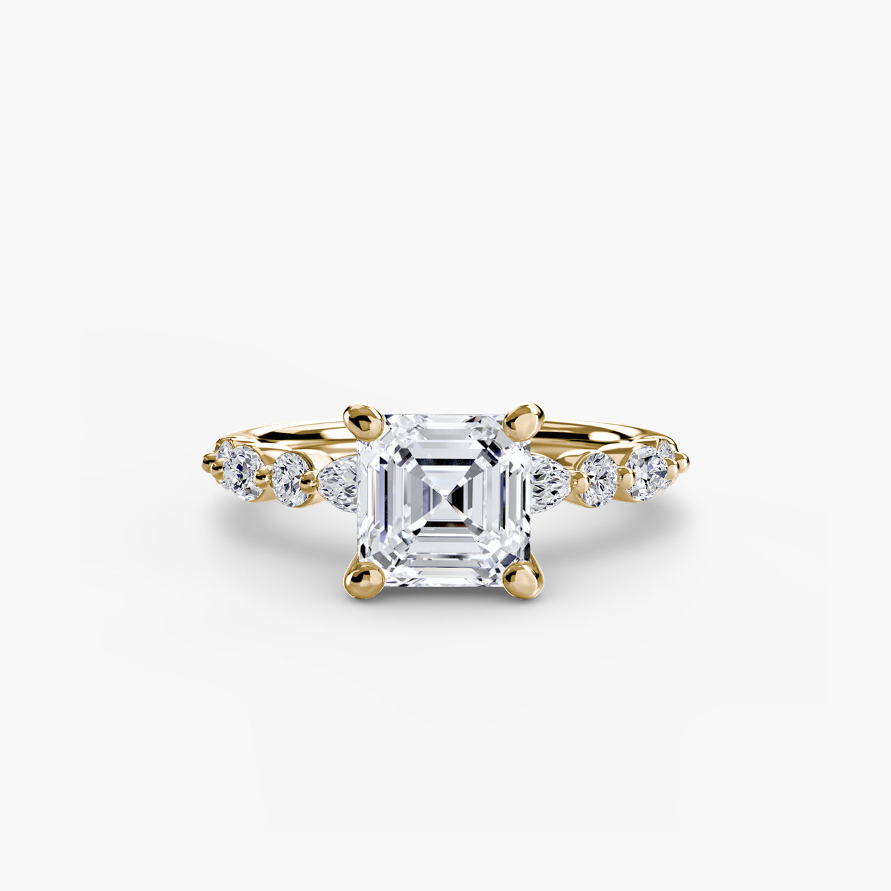 14K Yellow Gold / Asscher Solitaire with Eternity Pavé 2