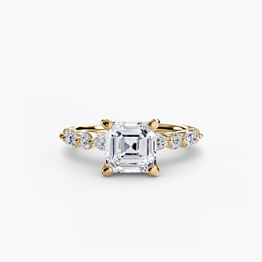 14K Yellow Gold / Asscher Solitaire with Eternity Pavé 2
