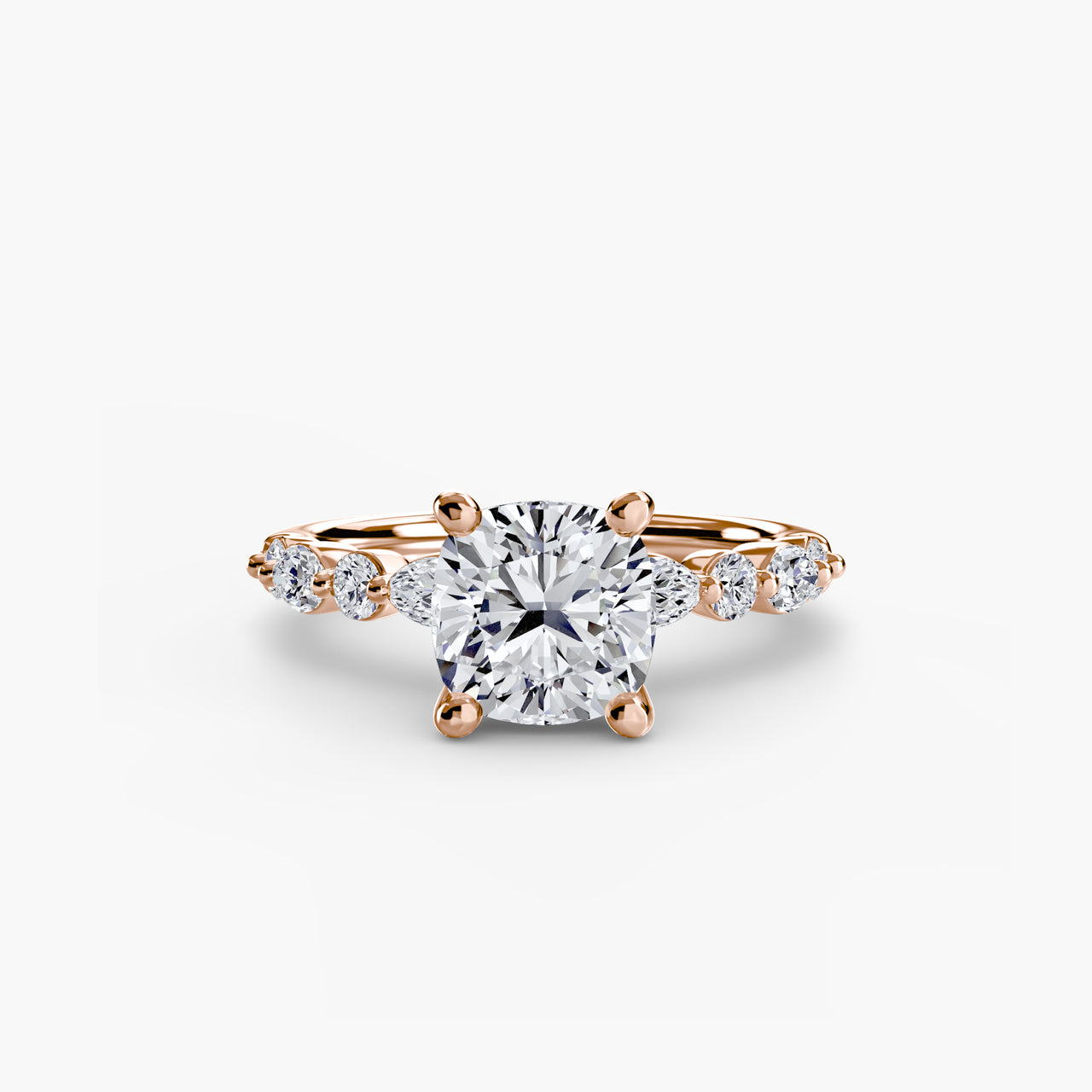 14K Rose Gold / Cushion Solitaire with Eternity Pavé 2