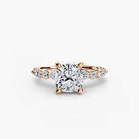 Thumbnail for 14K Rose Gold / Cushion Solitaire with Eternity Pavé 2