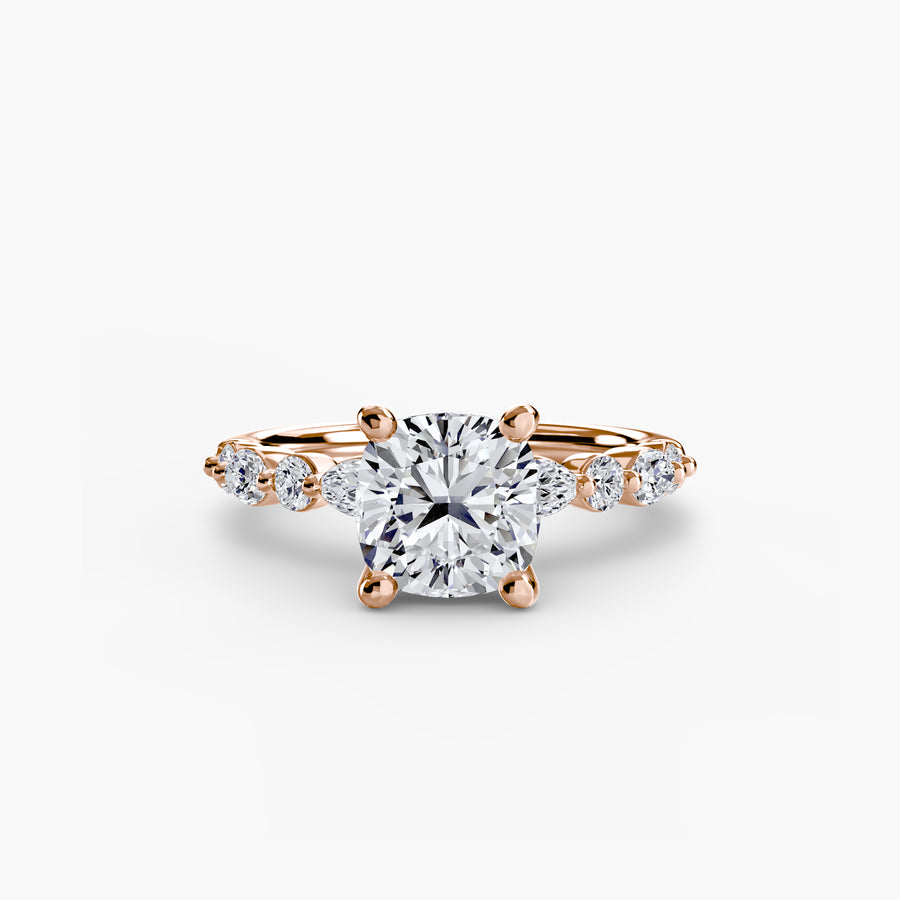14K Rose Gold / Cushion Solitaire with Eternity Pavé 2