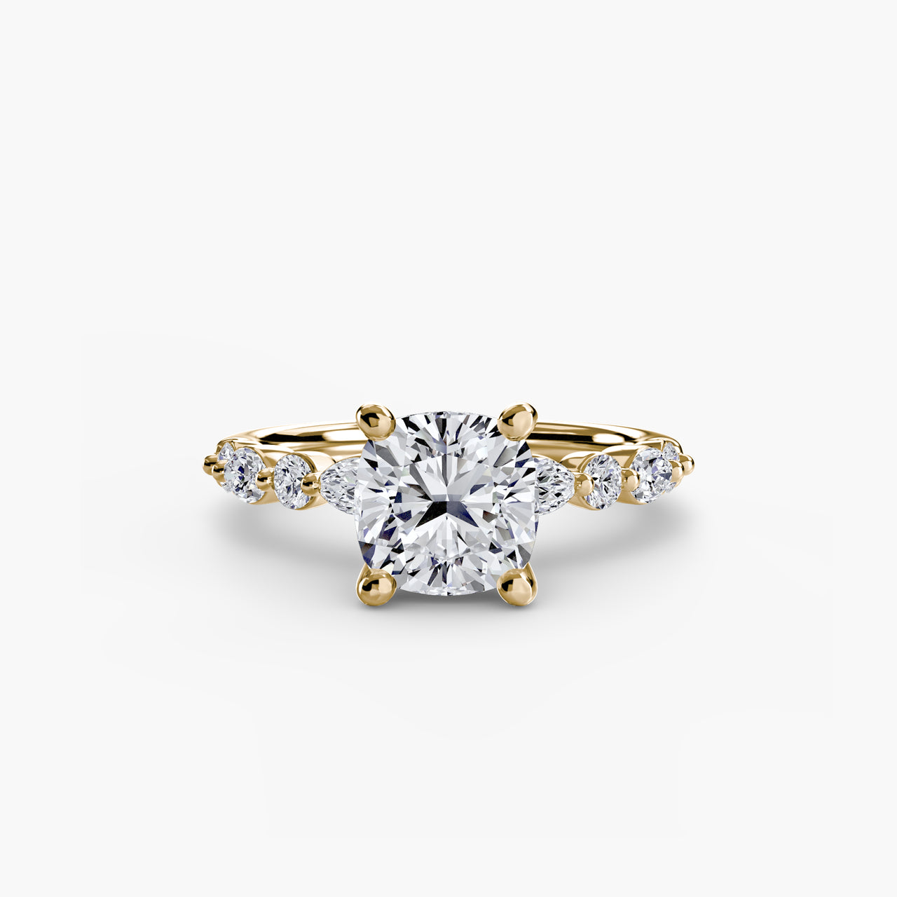14K Yellow Gold / Cushion Solitaire with Eternity Pavé 2