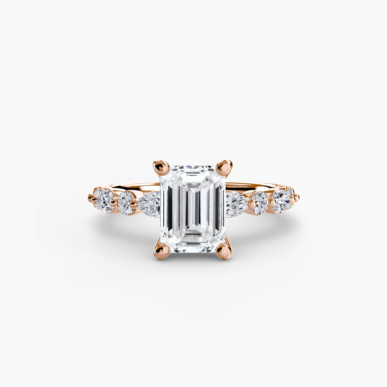 14K Rose Gold / Emerald Solitaire with Eternity Pavé 2