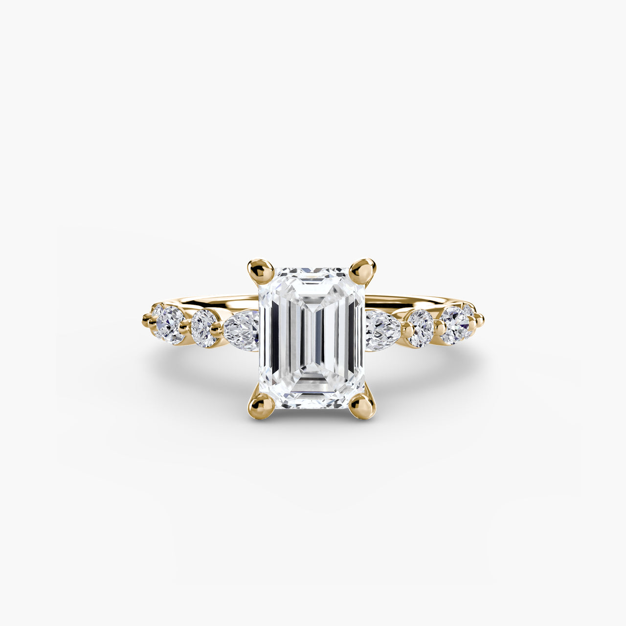 14K Yellow Gold / Emerald Solitaire with Eternity Pavé 2
