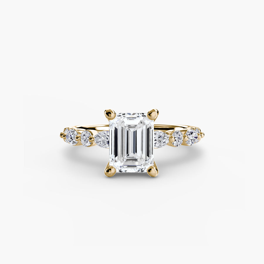 14K Yellow Gold / Emerald Solitaire with Eternity Pavé 2