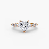 Thumbnail for 14K Rose Gold / Heart Solitaire with Eternity Pavé 2