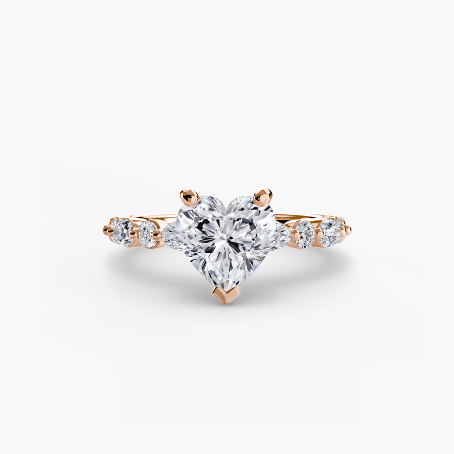 14K Rose Gold / Heart Solitaire with Eternity Pavé 2