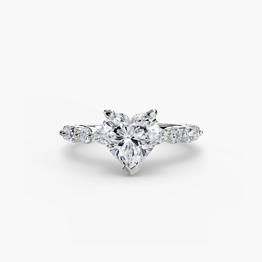 14K White Gold / Heart Solitaire with Eternity Pavé 2