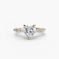 Thumbnail for 14K Yellow Gold / Heart Solitaire with Eternity Pavé 2