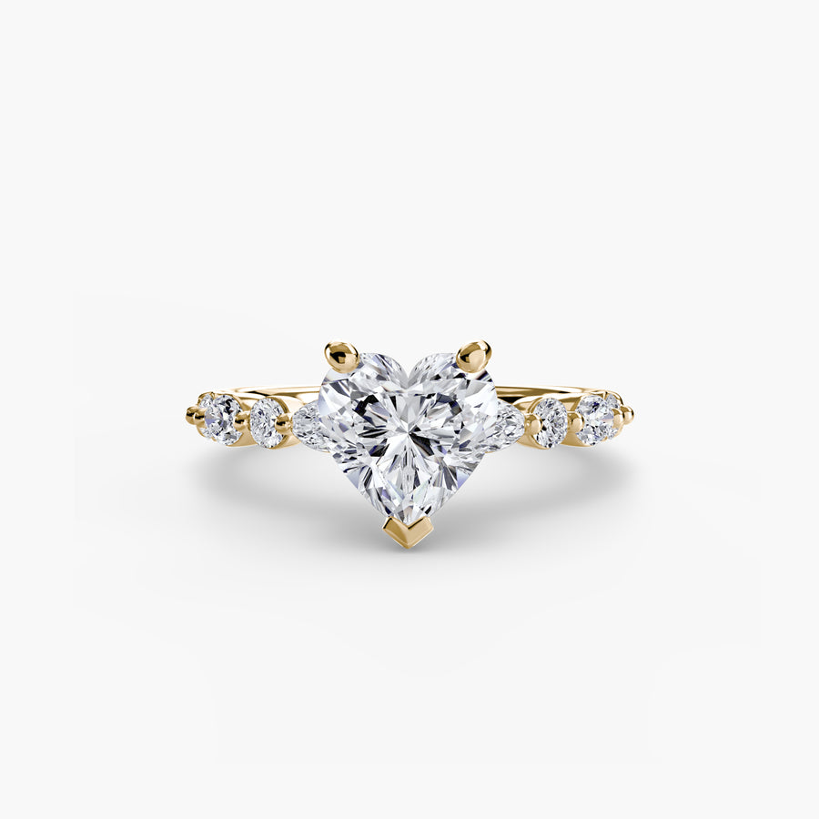 14K Yellow Gold / Heart Solitaire with Eternity Pavé 2