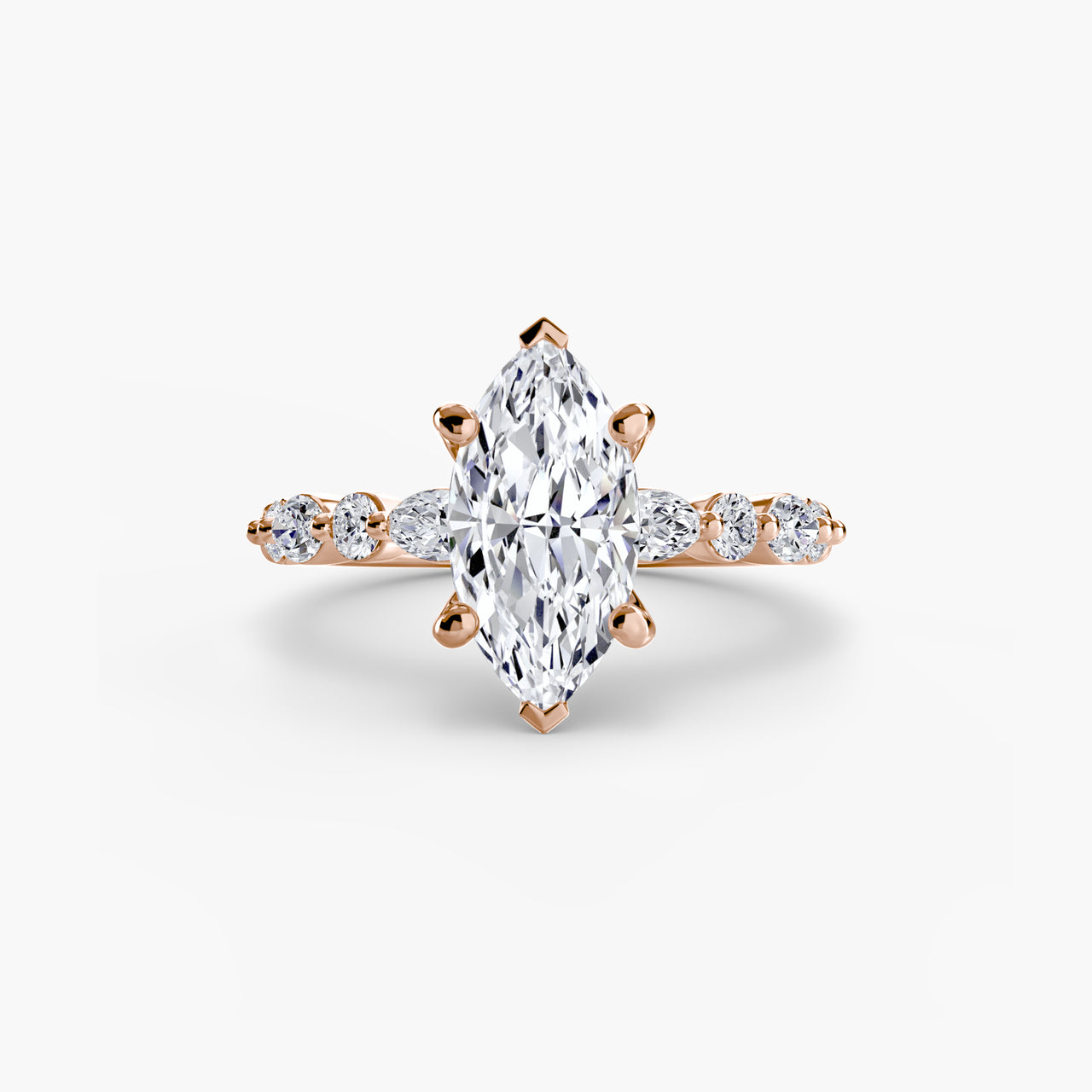14K Rose Gold / Marquise Solitaire with Eternity Pavé 2