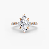 Thumbnail for 14K Rose Gold / Marquise Solitaire with Eternity Pavé 2