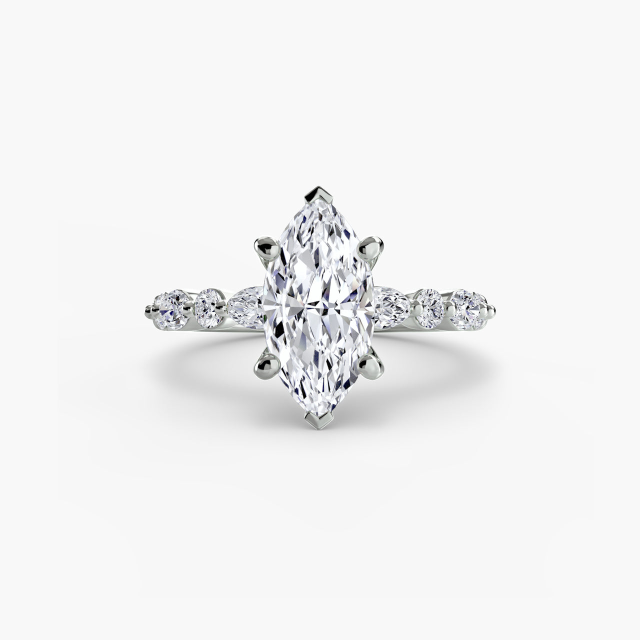 14K White Gold / Marquise Solitaire with Eternity Pavé 2
