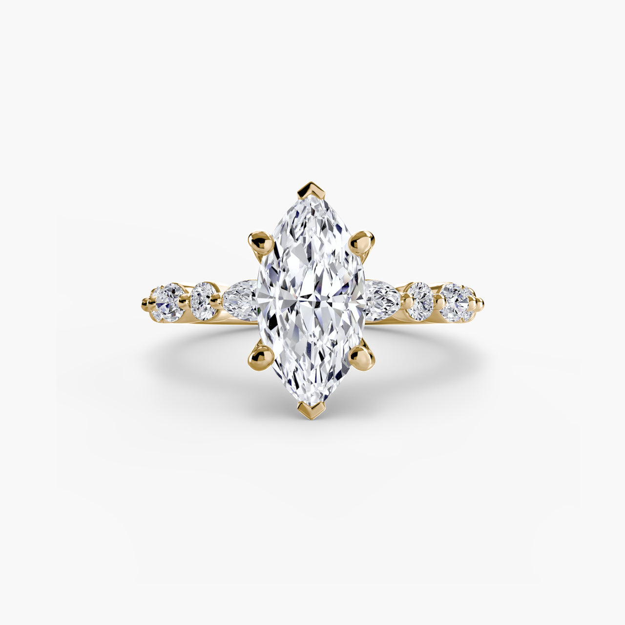 14K Yellow Gold / Marquise Solitaire with Eternity Pavé 2