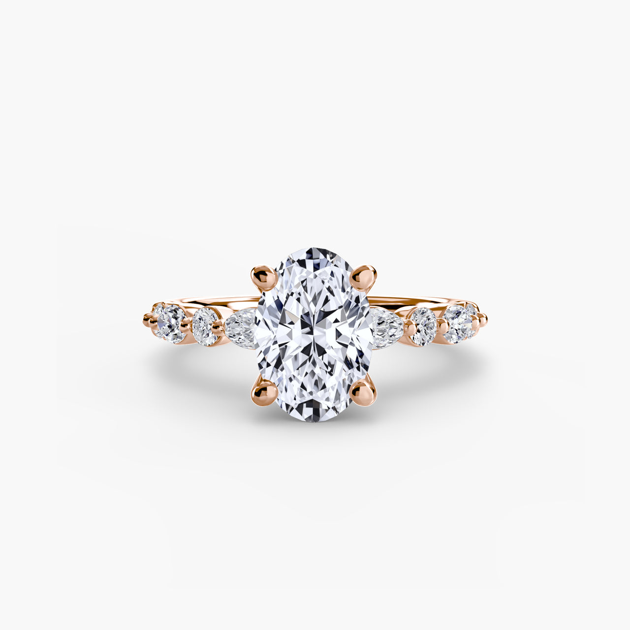 14K Rose Gold / Oval Solitaire with Eternity Pavé 2