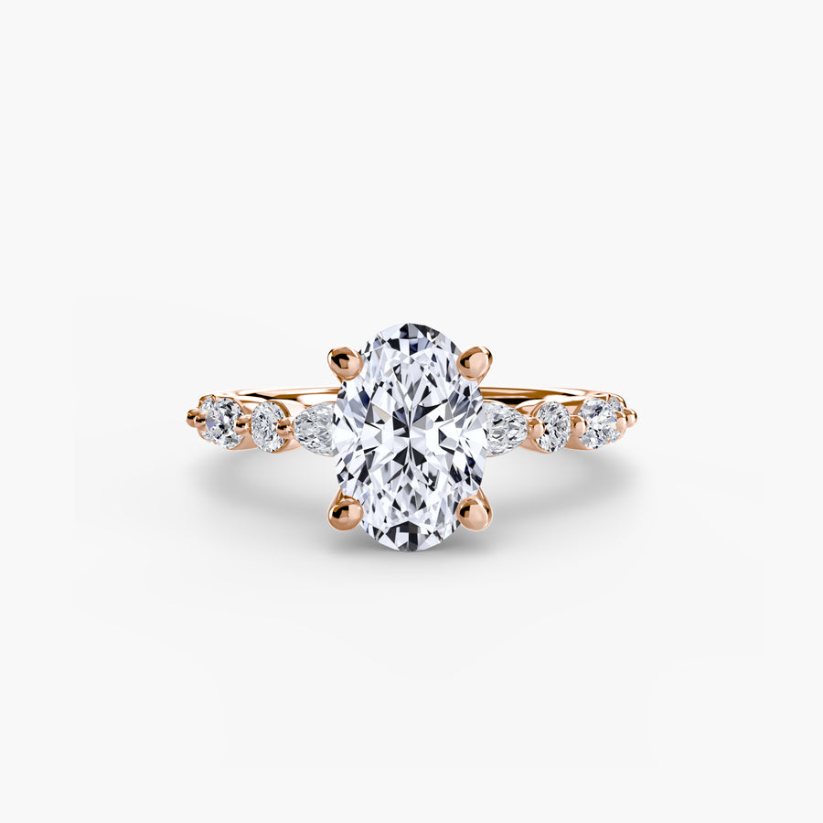 14K Rose Gold / Oval Solitaire with Eternity Pavé 2