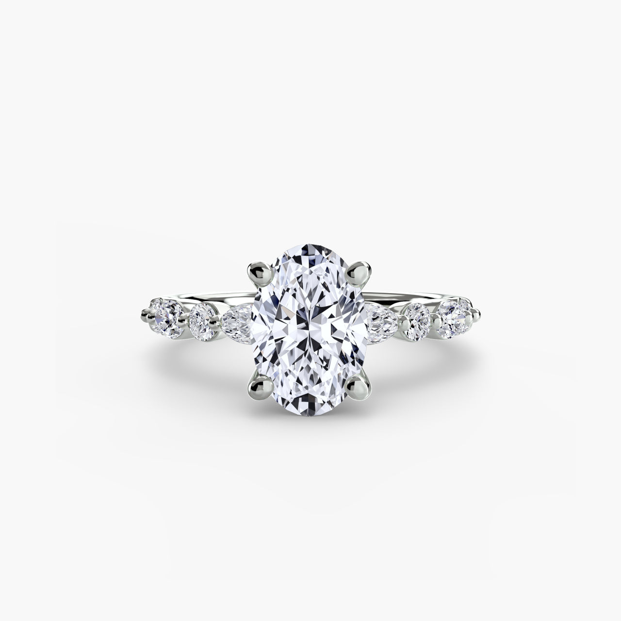 14K White Gold / Oval Solitaire with Eternity Pavé 2