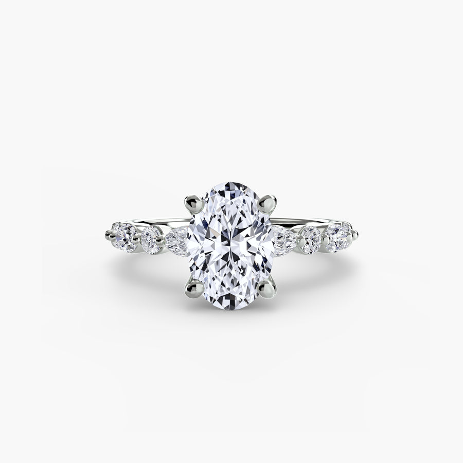 14K White Gold / Oval Solitaire with Eternity Pavé 2