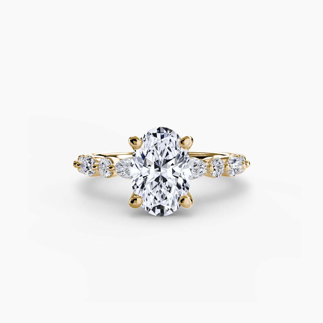 14K Yellow Gold / Oval Solitaire with Eternity Pavé 2
