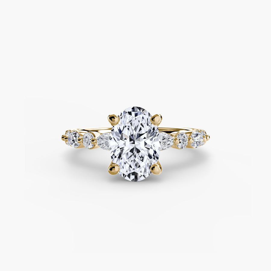 14K Yellow Gold / Oval Solitaire with Eternity Pavé 2