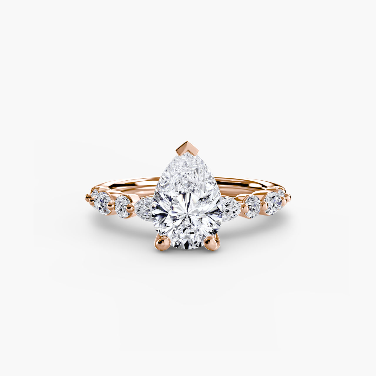 14K Rose Gold / Pear Solitaire with Eternity Pavé 2