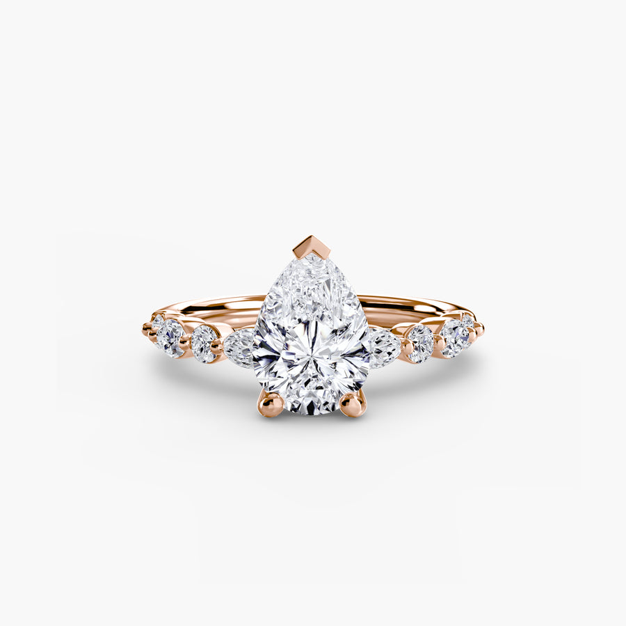14K Rose Gold / Pear Solitaire with Eternity Pavé 2