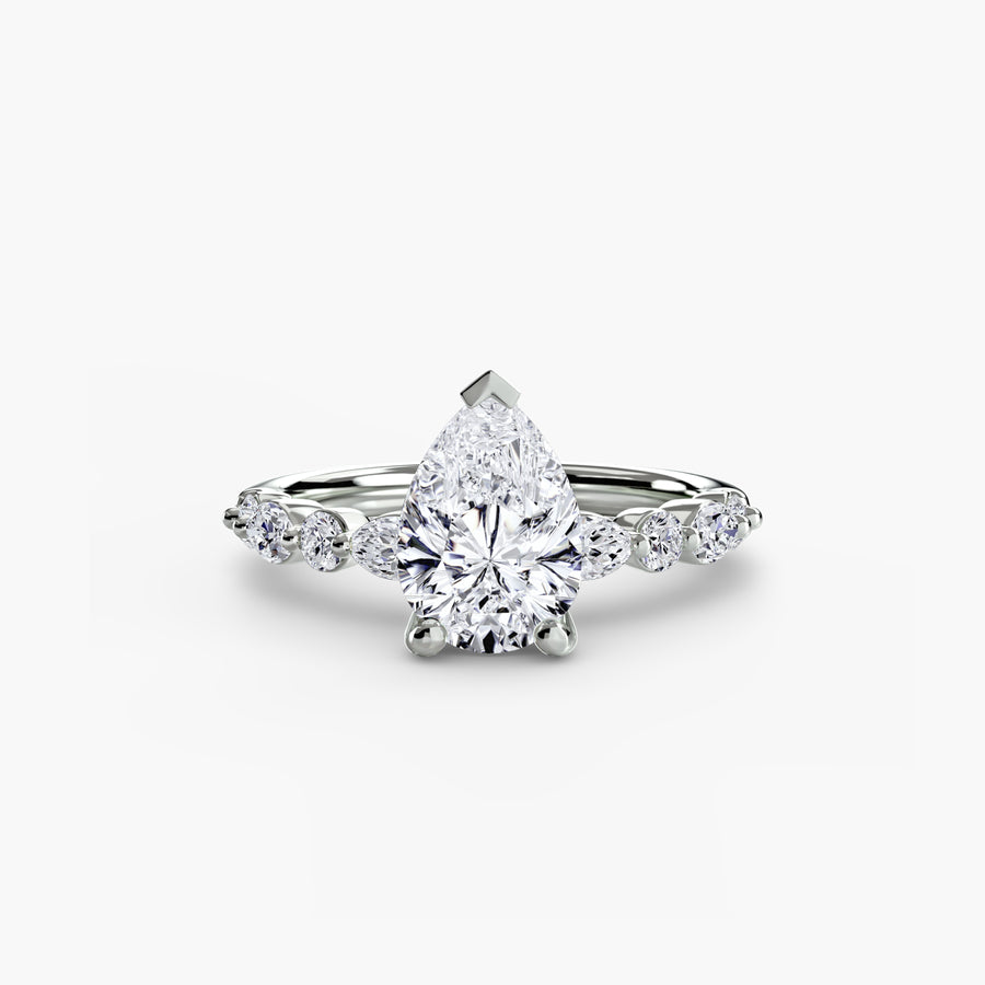 14K White Gold / Pear Solitaire with Eternity Pavé 2
