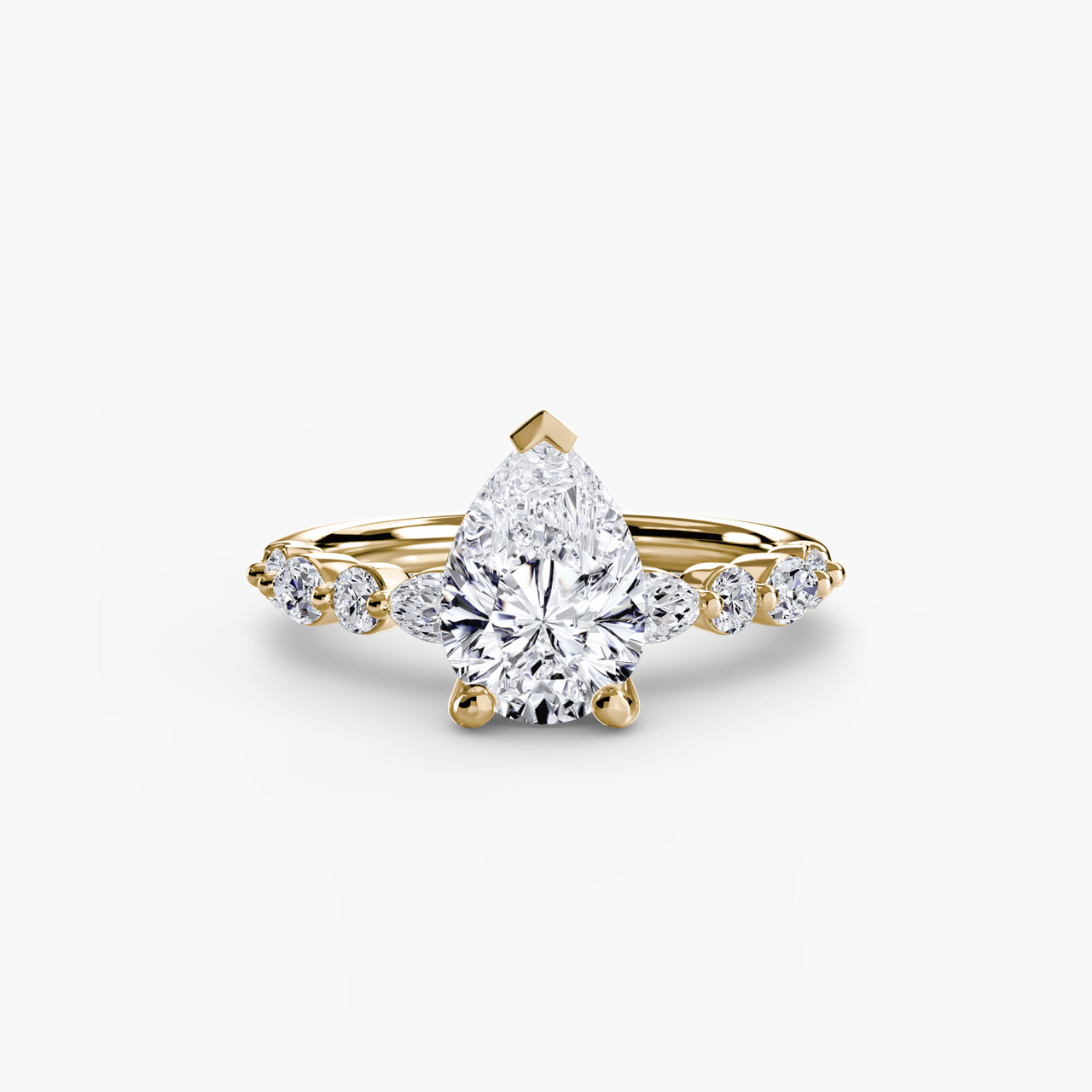14K Yellow Gold / Pear Solitaire with Eternity Pavé 2