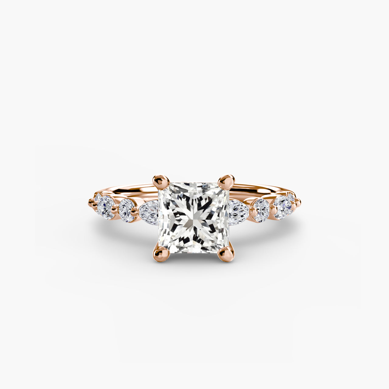 14K Rose Gold / Princess Solitaire with Eternity Pavé 2
