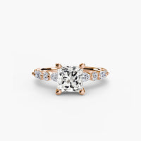 Thumbnail for 14K Rose Gold / Princess Solitaire with Eternity Pavé 2