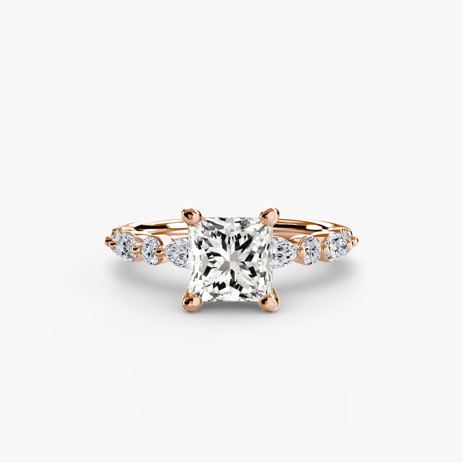 14K Rose Gold / Princess Solitaire with Eternity Pavé 2
