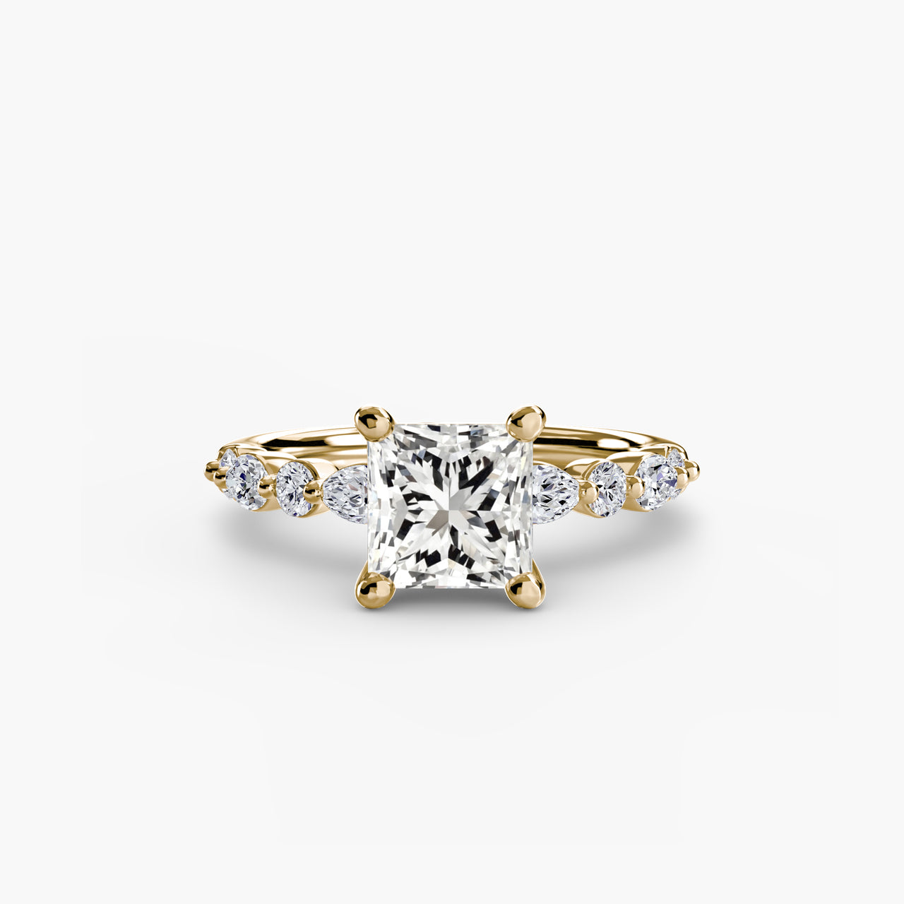 14K Yellow Gold / Princess Solitaire with Eternity Pavé 2