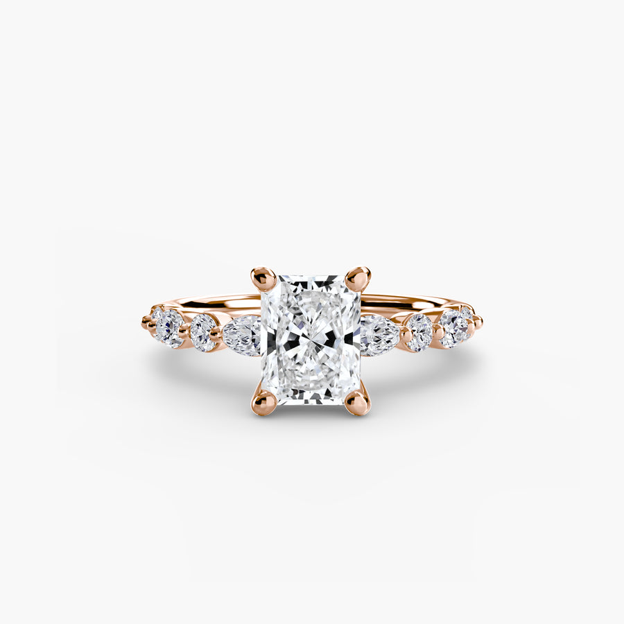 14K Rose Gold / Radiant Solitaire with Eternity Pavé 2