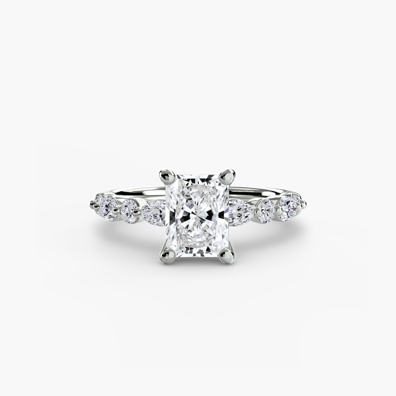 14K White Gold / Radiant Solitaire with Eternity Pavé 2