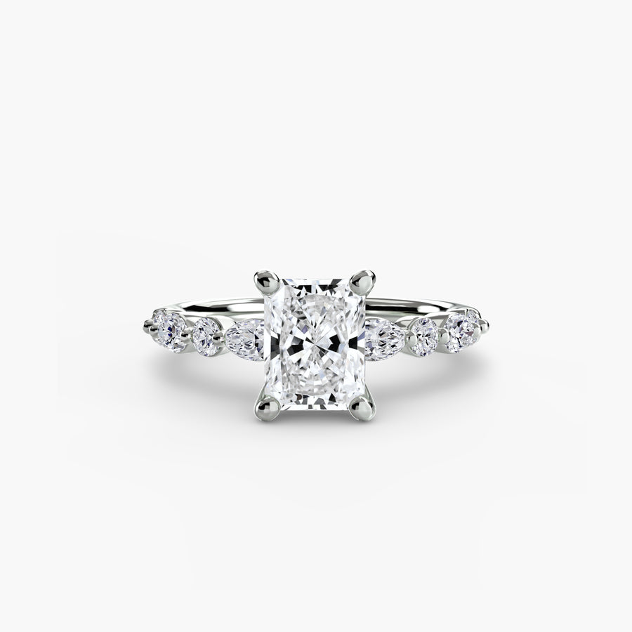 14K White Gold / Radiant Solitaire with Eternity Pavé 2