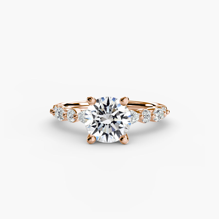14K Rose Gold / Round Solitaire with Eternity Pavé 2