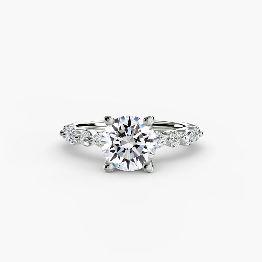 14K White Gold / Round Solitaire with Eternity Pavé 2