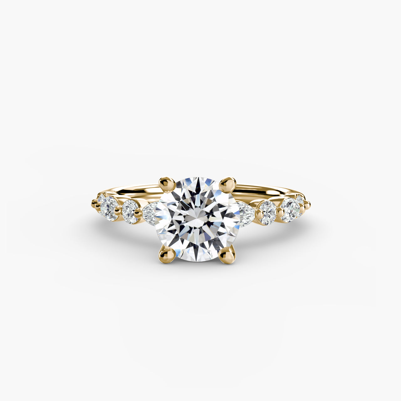 14K Yellow Gold / Round Solitaire with Eternity Pavé 2