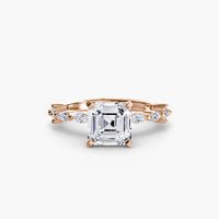 Thumbnail for 14K Rose Gold / Asscher Solitaire with Eternity Pavé