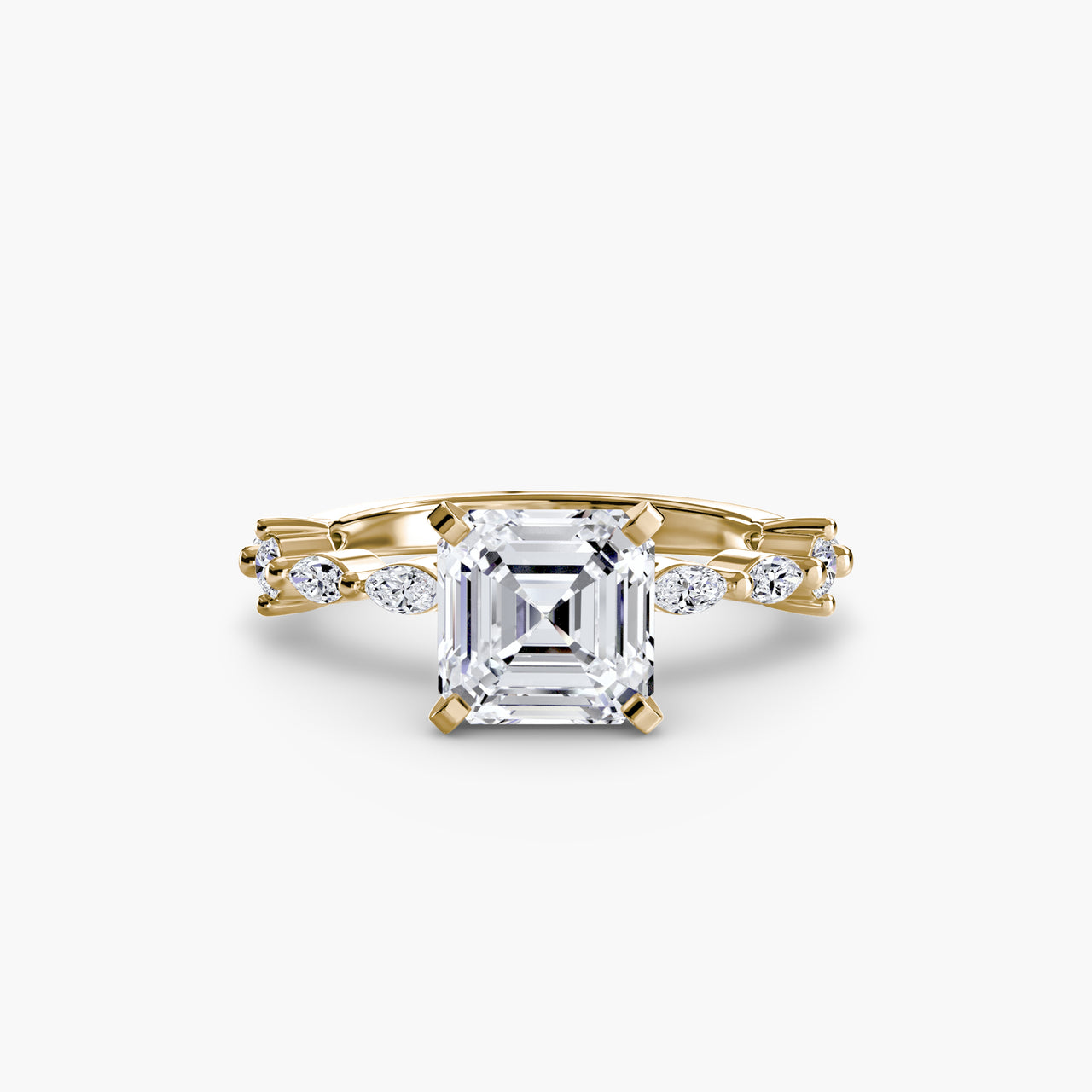 14K Yellow Gold / Asscher Solitaire with Eternity Pavé