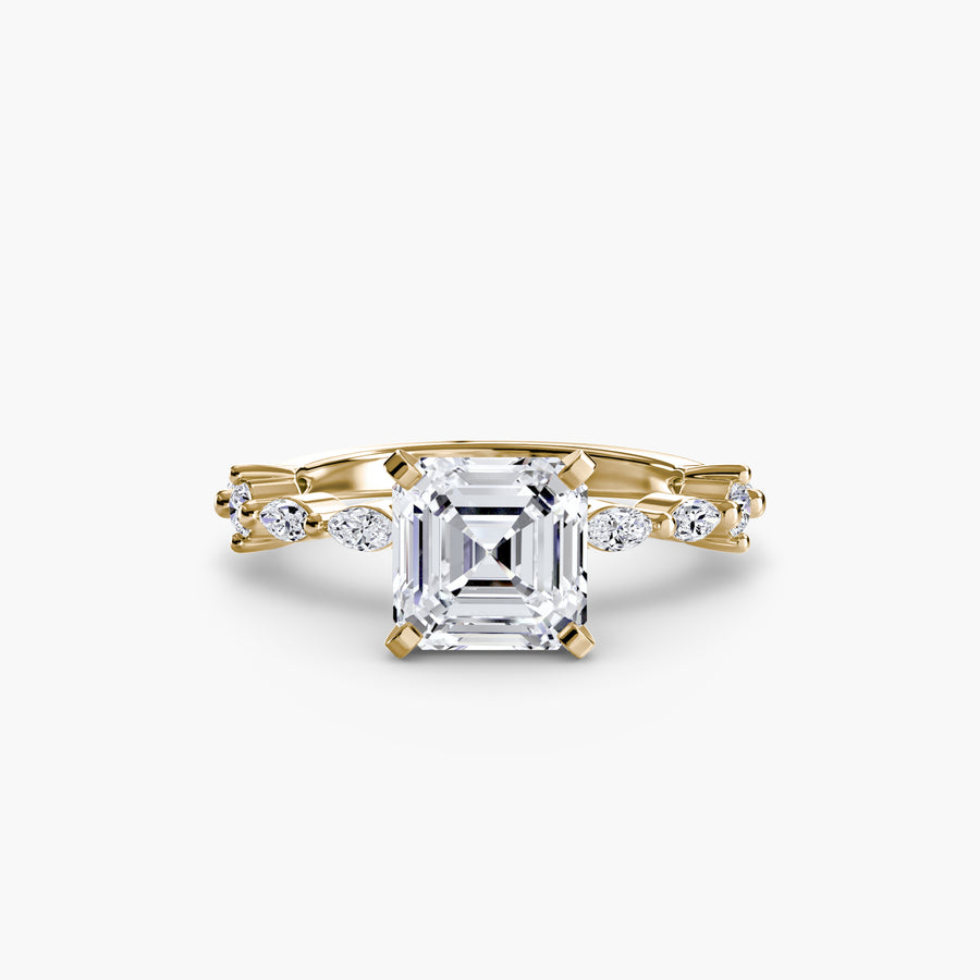 14K Yellow Gold / Asscher Solitaire with Eternity Pavé