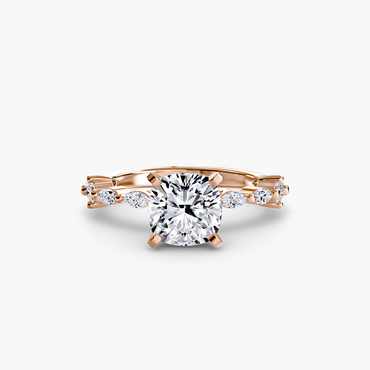 14K Rose Gold / Cushion Solitaire with Eternity Pavé